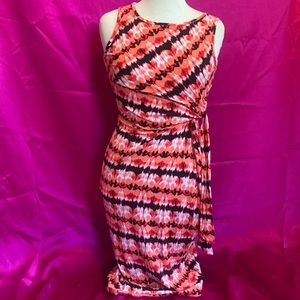 Thyme red and black wrap dress . size Xs, ties on side , Knee length